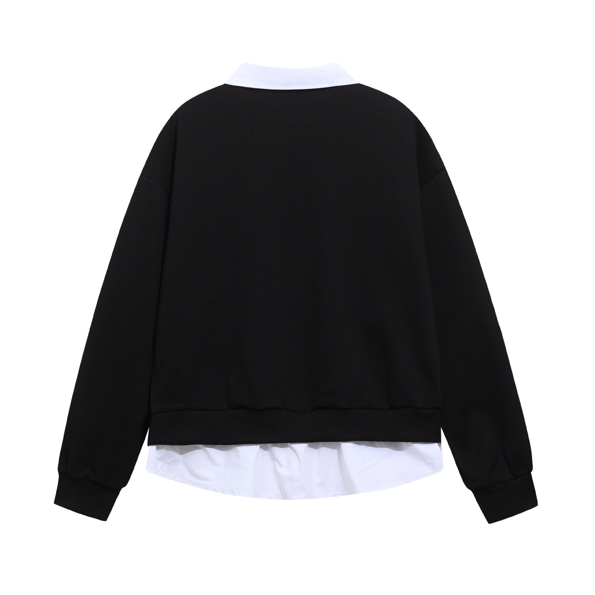 Fun cartoon print splicing fake two POLO collar hoodies